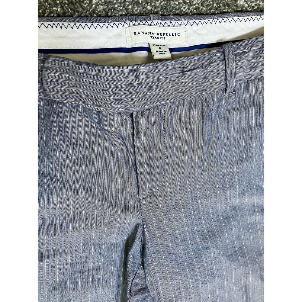 Banana Republic Women’s Dress Pants Gray Striped Size 4 Ryan Fit Mid Rise - Picture 4 of 7